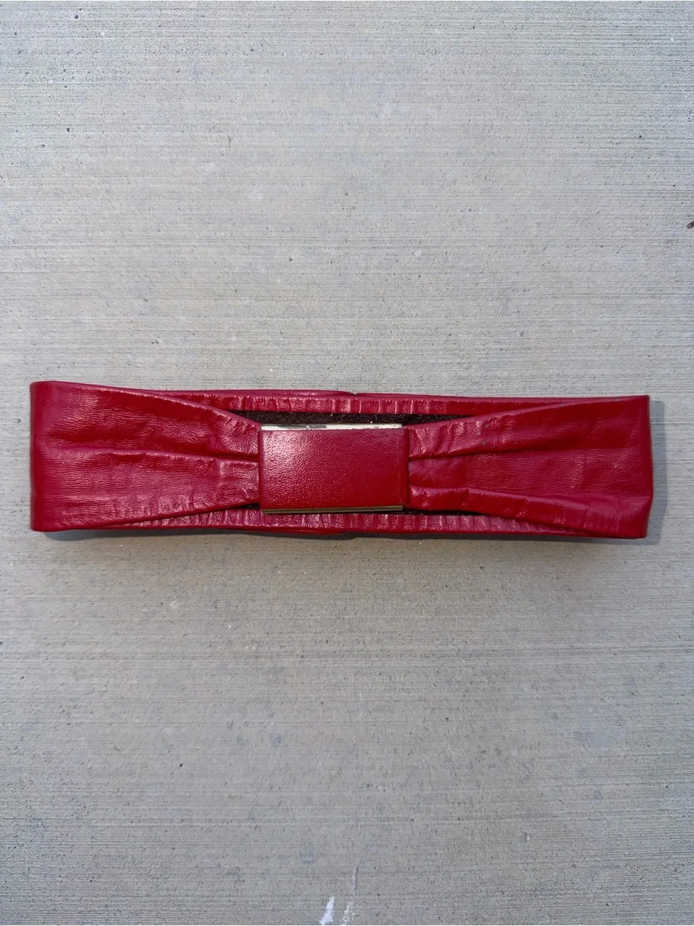 Vintage Red Leather Bow Style Waist Belt